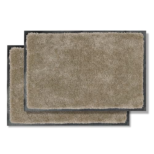 Fussmatte innen rutschfest - Schmutzfangmatte super weich - Läufer Flur waschbar per Hand - Türmatte pflegeleicht - Fußmatte beige 2er Set 40x60cm von Astra
