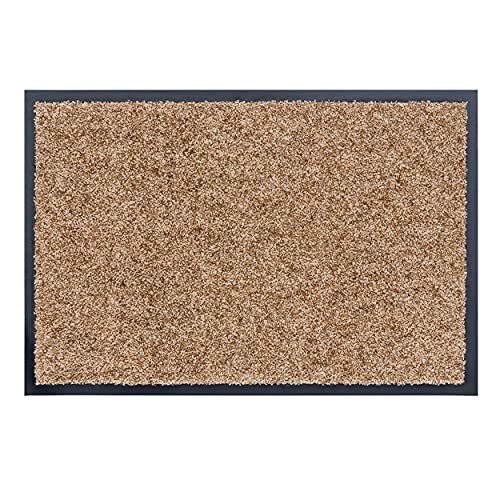 ASTRA Hochwertige Schmutzfangmatte - Fussmatte innen - bei 30° C waschbare Fußmatte - Rutschfester Läufer - Schuhablage Flur - Küche - Sand 40x60 cm von ASTRA