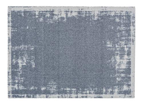Astra Rutschfester Teppich Wohnzimmer - Miabella Fußmatte innen - Küche Läufer Flur Schmutzfangmatte - Sauberlauf waschbar 50x70cm Uni Bordüre grau von Astra