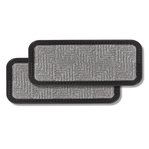 Fußmatte Außen & Innen - 2er Set 25x60 cm Silber Muster - Sauberlauf Türmatte rutschfest - Schmutzfangmatte strapazierfähig - Fussmatte aussen Stufen von Astra