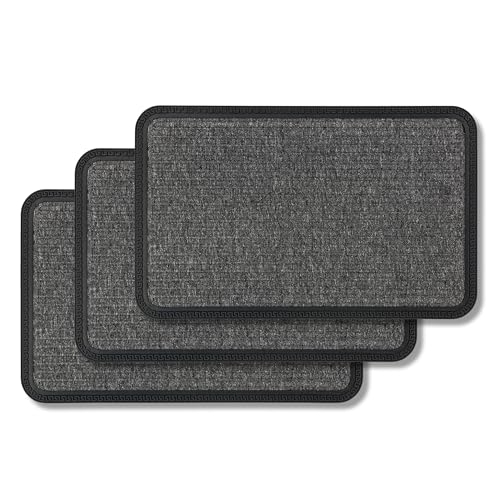 Fußmatte Außen & Innen - 3er Set 50x80 cm Grau Linien - Sauberlauf Türmatte rutschfest - Schmutzfangmatte strapazierfähig - Fussmatte aussen Stufen von Astra