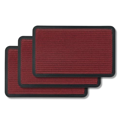 Fußmatte Außen & Innen - 3er Set 50x80 cm Rot Linien - Sauberlauf Türmatte rutschfest - Schmutzfangmatte strapazierfähig - Fussmatte aussen Stufen von Astra