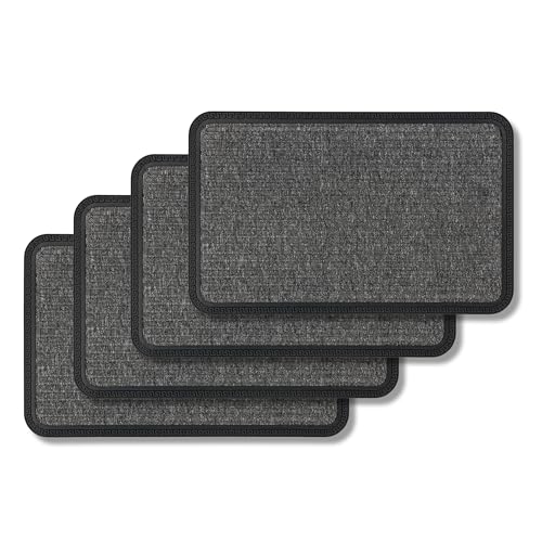 Fußmatte Außen & Innen - 4er Set 50x80 cm Grau Linien - Sauberlauf Türmatte rutschfest - Schmutzfangmatte strapazierfähig - Fussmatte aussen Stufen von Astra