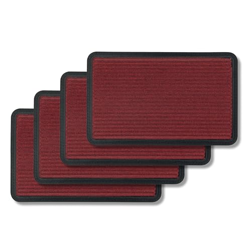 Fußmatte Außen & Innen - 4er Set 50x80 cm Rot Linien - Sauberlauf Türmatte rutschfest - Schmutzfangmatte strapazierfähig - Fussmatte aussen Stufen von Astra