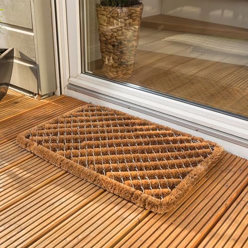 Fußmatte außen Kokosmatte Türmatte - Schmutzfangmatte Bürstenmatte Fußabtreter wetterfest - strapazierfähiger Fußabstreifer Streifen 40x60 cm 2er Set von Astra