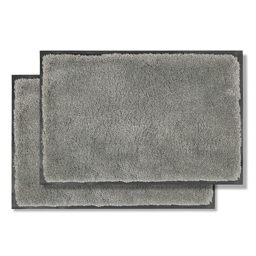 Fussmatte innen rutschfest - Schmutzfangmatte super weich - Läufer Flur waschbar per Hand - Türmatte pflegeleicht - Fußmatte grau 2er Set 80x120cm von Astra