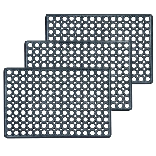 Gummimatte wetterfest - Fußmatte schwarz Außenbereich - rutschfeste Türmatte - Schmutzfangmatte sehr robust - außen Fussmatte - Im 3er Set 40x60cm von Astra