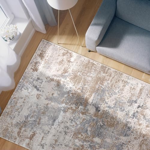 Hochwertiger Designer Teppich Antea - Moderne Kurzflorteppiche weich - Wohnzimmerteppich im Vintage Design - 80 x 150cm, Vintage beige/grau von Astra