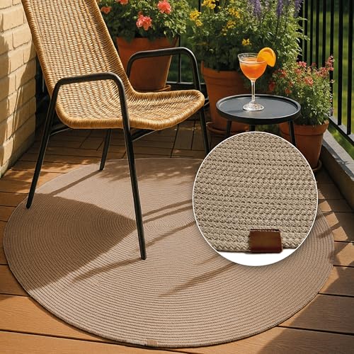 Robuster Outdoorteppich rund - Beidseitig nutzbarer Teppich Innen und Außen - Wetterfester Teppich Balkon, Terasse, Garten - Beige rund Ø 120 cm Robuster Outdoorteppich rund - Beidseitig nutzbarer Teppich Innen und Außen - Wetterfester Teppich Balkon, Terasse, Garten - Beige rund Ø 120 cm von Astra