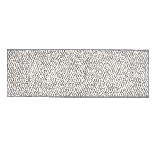 Rutschfester Teppich Wohnzimmer - Miabella Fußmatte innen - Küche Läufer Flur Schmutzfangmatte - Sauberlauf waschbar 50x150cm Fischgrät Welcome Home von Astra