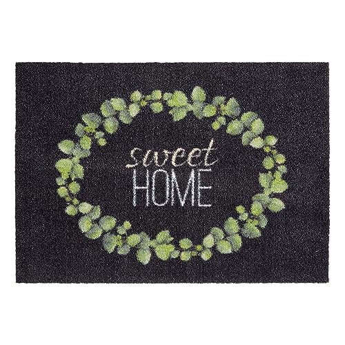 Rutschfester Teppich Wohnzimmer - Miabella Fußmatte innen - Küche Läufer Flur Schmutzfangmatte - Sauberlauf waschbar 50x70cm Eukalyptus von Astra
