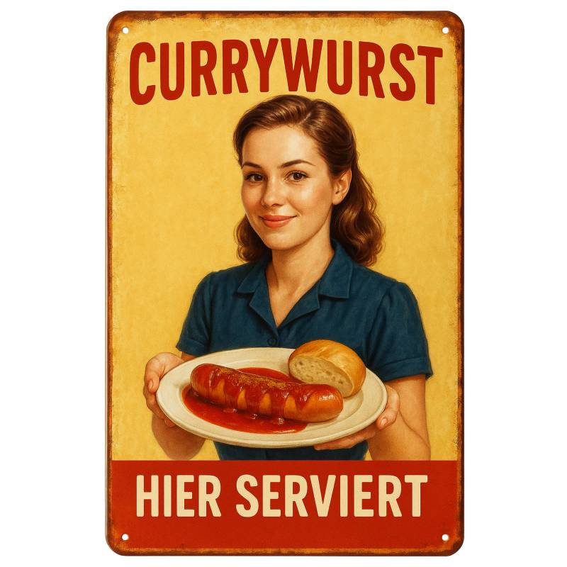 Currywurst Hier Serviert Blechschild Gelb/Rot - 20x30cm Currywurst Hier Serviert Blechschild Gelb/Rot - 20x30cm von AstraDesign