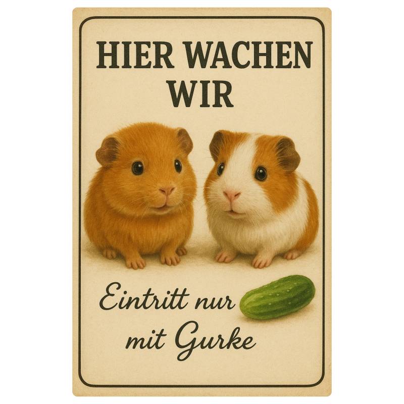 Hier wachen wir Meerschweinchen Blechschild - 20x30cm von AstraDesign