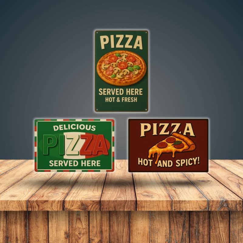 Pizza Blechschilder 3er Set von AstraDesign
