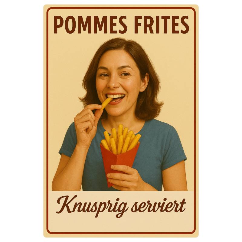 Pommes Frites Blechschild knusprig serviert - 20x30cm Pommes Frites Blechschild knusprig serviert - 20x30cm von AstraDesign