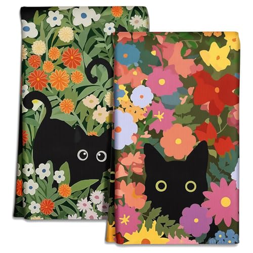 AstraGlam Mikrofasertücher Küchenhandtücher – 2 Stück Geschirrtücher 45 x 66 cm, Frühling Handtücher mit Katzen und Blumenmotiv, Weich & Saugfähig, Ästhetisches Design, Küchenzubehör und Deko AstraGlam Mikrofasertücher Küchenhandtücher – 2 Stück Geschirrtücher 45 x 66 cm, Frühling Handtücher mit Katzen und Blumenmotiv, Weich & Saugfähig, Ästhetisches Design, Küchenzubehör und Deko von AstraGlam
