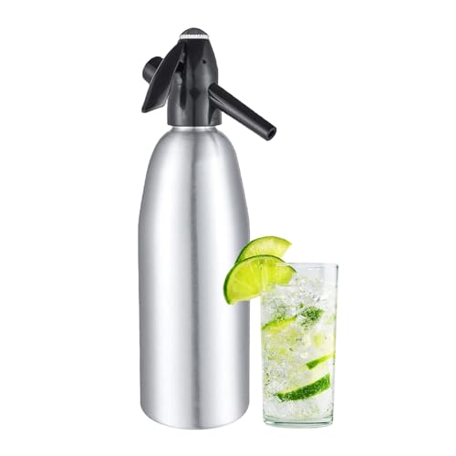 AstraLoom 1L Tragbares Soda-Siphon-Set – Aluminium-Getränkemaschine für kohlensäurehaltige Getränke, Säfte und Cocktails – Frisch und Cool zu Hause herstellen (silbrig) von AstraLoom