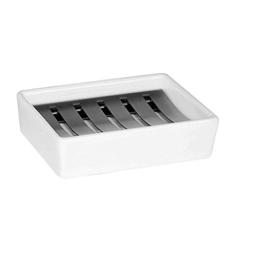 AstraLoom Edelstahl-304-Keramik-Seifenschale mit Zweischicht-Drainage – Rostfrei, platzsparend für Bad/Küche weiß AstraLoom Edelstahl-304-Keramik-Seifenschale mit Zweischicht-Drainage – Rostfrei, platzsparend für Bad/Küche weiß von AstraLoom