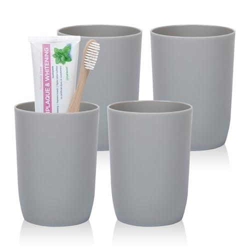 AstraLoom Stapelbare tragbare Kunststoff-Zahnputzbecher, Set mit 4 Stück à 280 ml, ideal für Badezimmer, Küche, Picknick und Reisen – Grau AstraLoom Stapelbare tragbare Kunststoff-Zahnputzbecher, Set mit 4 Stück à 280 ml, ideal für Badezimmer, Küche, Picknick und Reisen – Grau von AstraLoom
