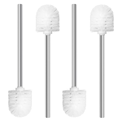 AstraLoom Weiße WC-Bürste mit austauschbaren Köpfen (7,5 cm Durchmesser) – Edelstahlgriff – langlebige Badezimmer-Reinigungsbürsten für Toiletten, 4 Stück von AstraLoom