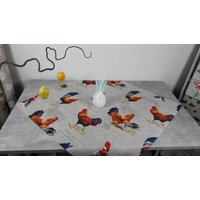 Mitteldecke "Hühner Groß" Ostern Dekostoff Mischgewebe, Beige-Braun-Blau Mitteldecke "Hühner Groß" Ostern Dekostoff Mischgewebe, Beige-Braun-Blau von AstraSchneiderei