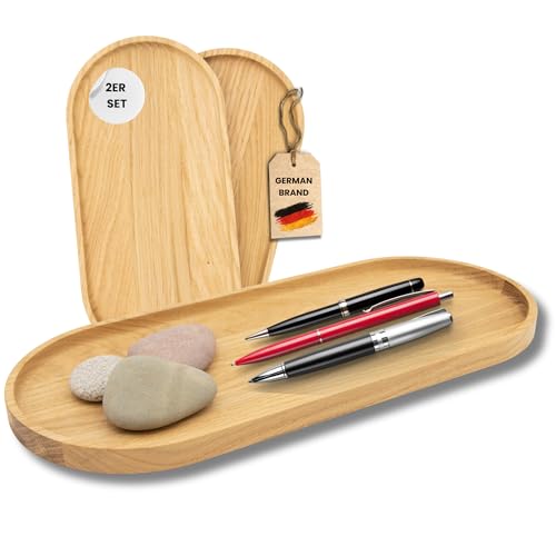 Astrein® | Hochwertige Dekoschale aus Eichenholz | Vielseitig einsetzbar als Schlüsselschale, Schmuckschale, Dekotablett | Robuste Holzschale im 2er Set | Handmade in Europe (2er Set | große Schale) von Astrein