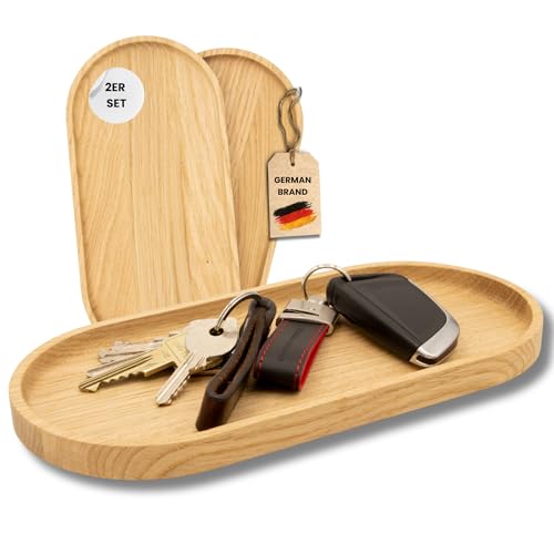 ASTREIN® | Hochwertige Dekoschale aus Eichenholz | Vielseitig einsetzbar als Schlüsselschale, Schmuckschale, Dekotablett | Tischdeko | Robuste Holzschale im 2er Set | Handmade in Europe (2er Set) von Astrein