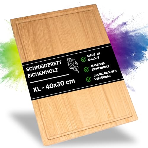 ASTREIN® Schneidebrett Holz | Holzbrett aus massivem EICHENHOLZ | Schneidebrett aus HOLZ | cutting board | Holzschneidebrett | Küchenbrett (XL | 40x30) von Astrein