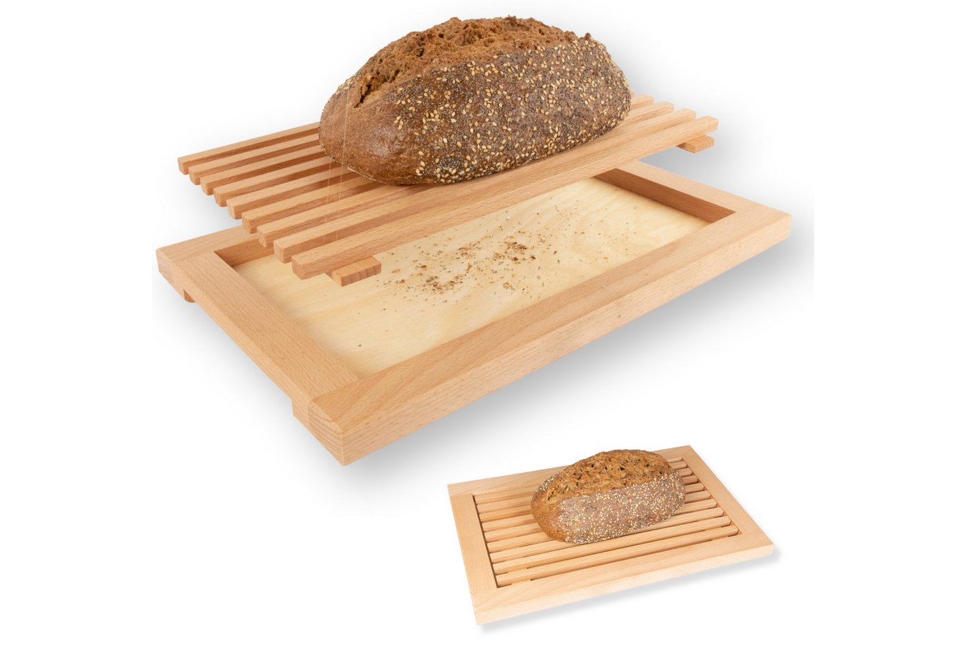 Astrein Brotschneidebrett Brotschneidebrett mit Krümelrost aus massivem BUCHENHOLZ, Buche Astrein Brotschneidebrett Brotschneidebrett mit Krümelrost aus massivem BUCHENHOLZ, Buche von Astrein