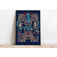 Poster „Die Monumente Von Paris" - Dunkle Version A3-Format von AstridCornet