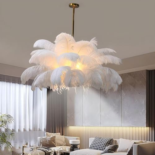 AstrizLamp Feder HäNgelampe Weiß, Feder Lampe Nschirm Kronleuchter Wohnzimmer Kreative Dekorative Nordische Pendelleuchte Mit LED Deckenstrahler 4500K für Schlafzimmer Esszimmer Kinderzimmer 100cm AstrizLamp Feder HäNgelampe Weiß, Feder Lampe Nschirm Kronleuchter Wohnzimmer Kreative Dekorative Nordische Pendelleuchte Mit LED Deckenstrahler 4500K für Schlafzimmer Esszimmer Kinderzimmer 100cm von AstrizLamp
