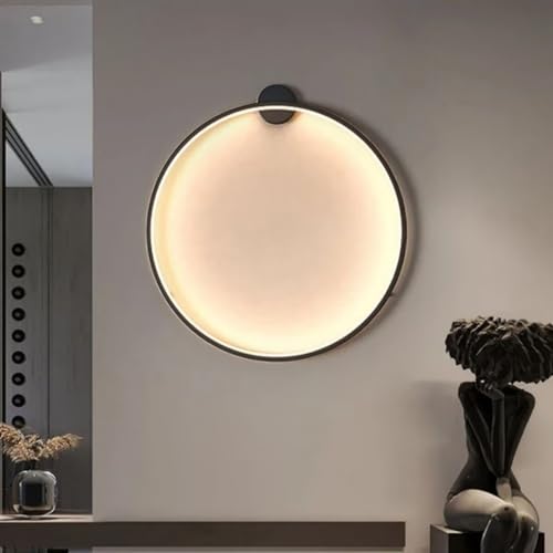 AstrizLamp Kreis Wandleuchte 50cm Schwarz Minimalistische Runde Wandlampe Große Indirektes Licht Dimmbar Wohnzimmer LED Ring Wandleuchten verdrahtet, für Geschäft Büro Cafe Flur Arbeitszimmer von AstrizLamp