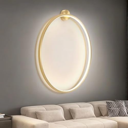 AstrizLamp Kreis Wandleuchte 80cm Gold Minimalistische Runde Wandlampe Große Indirektes Licht Dimmbar Wohnzimmer LED Ring Wandleuchten verdrahtet, für Geschäft Büro Cafe Flur Arbeitszimmer von AstrizLamp