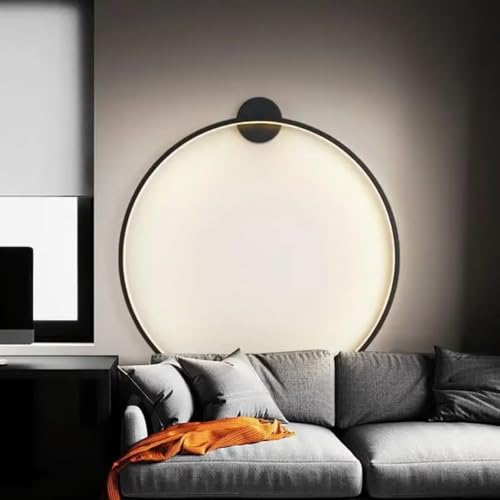 AstrizLamp Kreis Wandleuchte 80cm Schwarz Minimalistische Runde Wandlampe Große Indirektes Licht Dimmbar Wohnzimmer LED Ring Wandleuchten verdrahtet, für Geschäft Büro Cafe Flur Arbeitszimmer von AstrizLamp