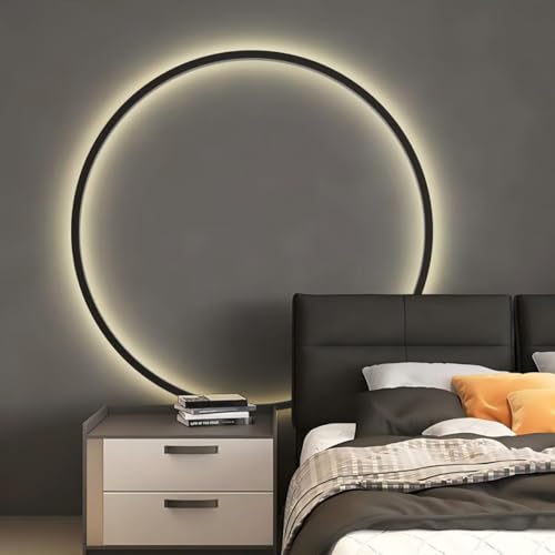 AstrizLamp LED Ring Wandleuchte Innen Wandleuchte Kreis 80cm Schwarz Große Indirekte Beleuchtung Wand Licht Dimmbar mit Stecker USB Wohnzimmer Runde Wandlampe für Hintergrund Deko Büro Flur Geschäft AstrizLamp LED Ring Wandleuchte Innen Wandleuchte Kreis 80cm Schwarz Große Indirekte Beleuchtung Wand Licht Dimmbar mit Stecker USB Wohnzimmer Runde Wandlampe für Hintergrund Deko Büro Flur Geschäft von AstrizLamp