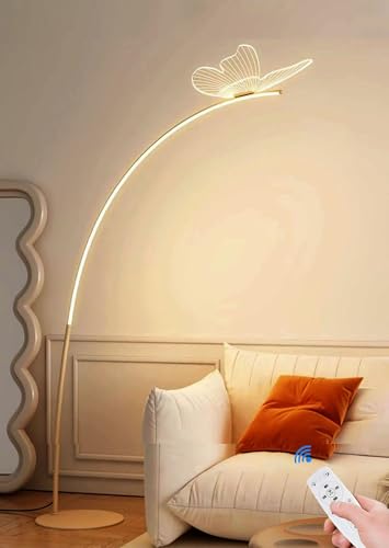AstrizLamp LED Stehleuchte Wohnzimmer Modern Bogen Lampe Dimmbar mit Fernbedienung Schmetterling Deko Weiß Iron Bogenleuchte Acryl-Lampenschirm für Schlafzimmer Leselampe Sofa Büro H 160cm AstrizLamp LED Stehleuchte Wohnzimmer Modern Bogen Lampe Dimmbar mit Fernbedienung Schmetterling Deko Weiß Iron Bogenleuchte Acryl-Lampenschirm für Schlafzimmer Leselampe Sofa Büro H 160cm von AstrizLamp