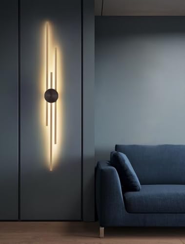AstrizLamp Lange Streifen Wandleuchte Innen, LED Lineare Wandlampe 123cm Gold Leuchte 3 Farbtemperaturen, Modern Minimalistische Hintergrundwand Stimmungsbeleuchtung, für Wohnzimmer Schlafzimmer Flur von AstrizLamp