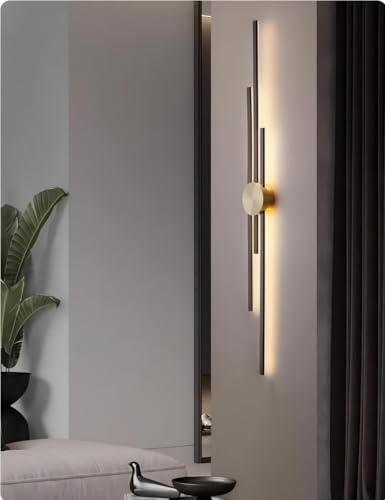 AstrizLamp Lange Streifen Wandleuchte Innen, LED Lineare Wandlampe 123cm Schwarz Leuchte 3 Farbtemperaturen Modern Minimalistische Hintergrundwand Stimmungsbeleuchtung für Wohnzimmer Schlafzimmer Flur von AstrizLamp