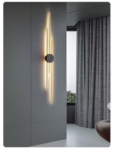 AstrizLamp Lange Streifen Wandleuchte Innen, LED Lineare Wandlampe 94cm Gold Leuchte 3 Farbtemperaturen, Modern Minimalistische Hintergrundwand Stimmungsbeleuchtung, für Wohnzimmer Schlafzimmer Flur von AstrizLamp