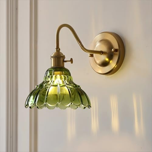 AstrizLamp Messing Glas Wandleuchte Innen, Moderne Vintage Wandlampe E27 Rechargeable RGB Glühbirne Gold Metal Base Florentiner Blütenform Grüne Kristall Schirm Schwanenhals Gebogen Wandlampen AstrizLamp Messing Glas Wandleuchte Innen, Moderne Vintage Wandlampe E27 Rechargeable RGB Glühbirne Gold Metal Base Florentiner Blütenform Grüne Kristall Schirm Schwanenhals Gebogen Wandlampen von AstrizLamp