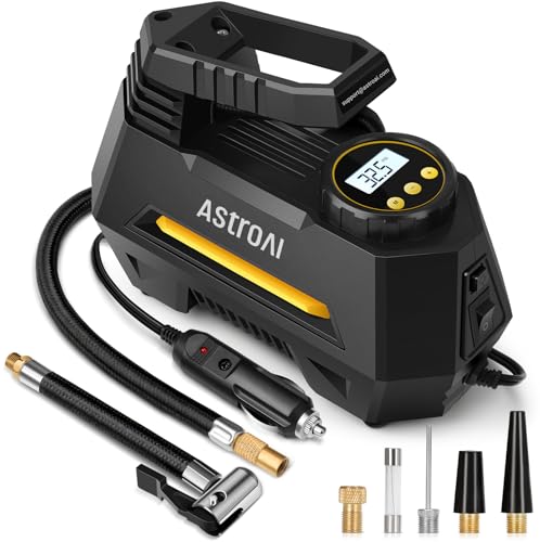 AstroAI Auto Luftpumpe Elektrisch Luftkompressor Digital Tragbar Air Compressor, LCD Bildschirm 12V DC Verpackung für Auto, Fahrrad, Motorrad, Ball usw von AstroAI