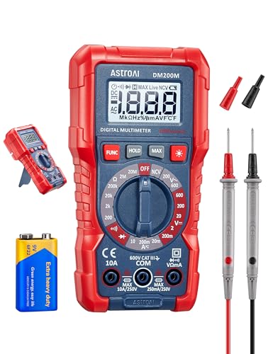 AstroAI Digital Multimeter, Spannungsmesser für AC/DC-Spannung und -Strom, Widerstand, Diode, Durchgang und NCV (DM200M) von AstroAI