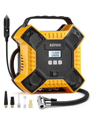 AstroAI Luftkompressor Kompressor Tragbare Luftpumpe für Auto, 12V DC Integrierte Metallstruktur Reifenfüller 160PSI mit LED-Licht für Autos, Fahrräder, Motorräder usw von AstroAI