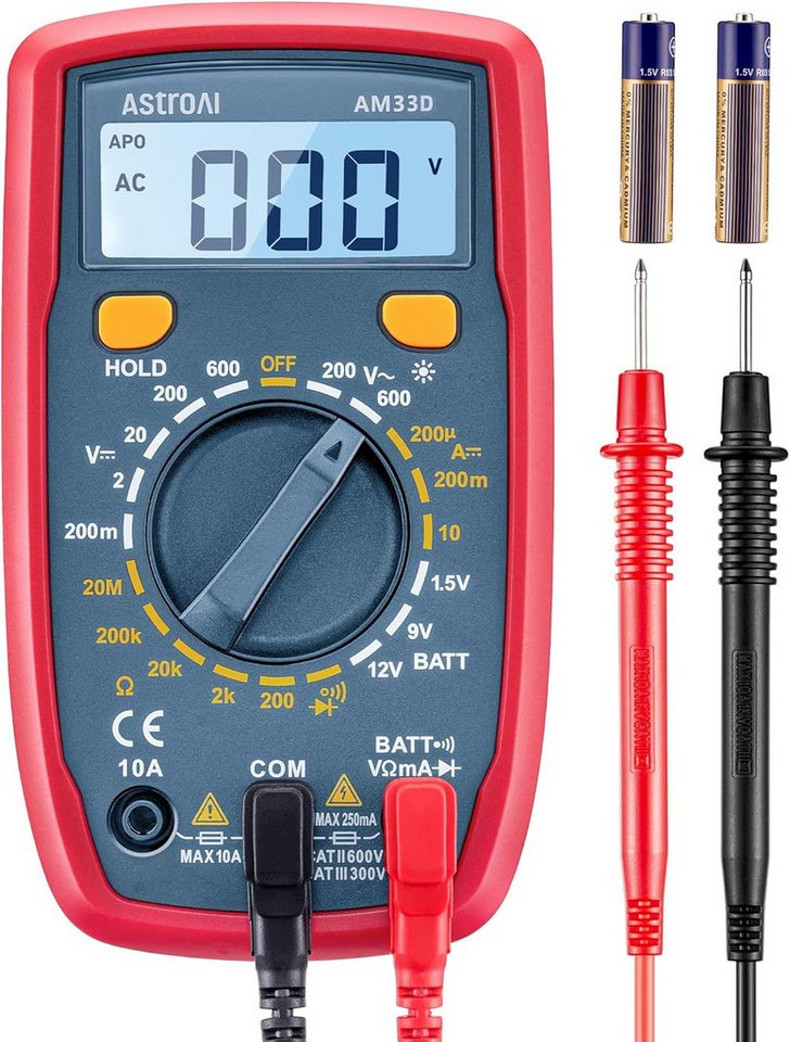 AstroAI Multimeter Digital Multimeter mit Ohm Volt Ampere Spannung Tester Messung von AstroAI