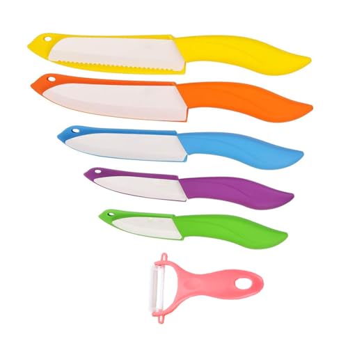 Astylway Keramikmesser Set 6-teilige Keramikmesser gefärbt mit Abdeckung Küchenmesser Set beinhaltet Schäler 3-Zoll-Paring Messer Brotmesser 6-Zoll kleines Kochmesser von Astylway