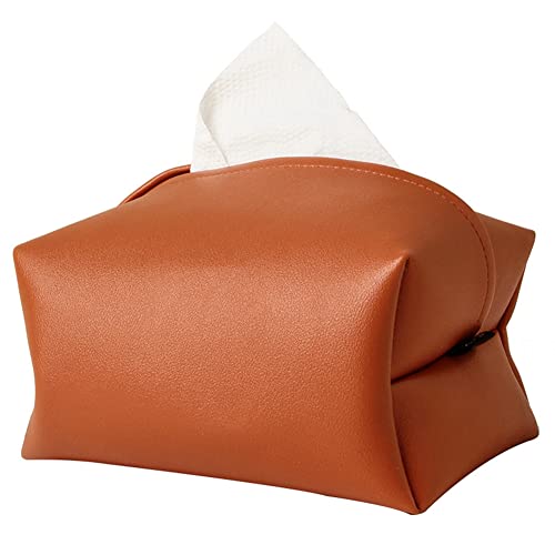 Asudaro Auto Leder Tissue Box Taschentuchhalter Kosmetiktuchspender Box Halter Auto Serviettenbox Pumpbox Serviettenbox Papierhalter für Auto Wohnzimmer Schlafzimmer Badezimmer Schminktisch,Orange von Asudaro