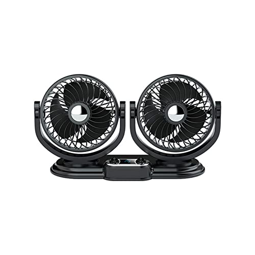 Asudaro Auto Ventilator 360 Grad Drehbarer, 12V 24V Tragbarer Auto Mini USB Ventilator Doppelköpfiger Auto Fan Einstellbarer 2-Gang-Lüfter Auto Kfz Ventilator für Auto LKW Lieferwagen RV,USB schwarz von Asudaro