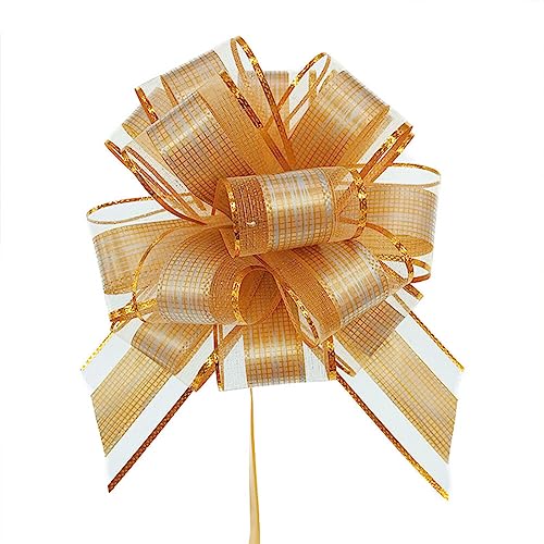 Asudaro Geschenk Schleife,20 Stück Große Dekoration Zugschleife Geschenk Verpackung Für Geschenk Osterkörbe,Geschenktüten,Box Verpackungs Dekoration,Floristen Verpackung,Hochzeit,Hochzeitsauto Gold von Asudaro