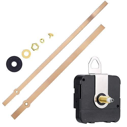 Asudaro High-Torque Uhrwerk Zeiger High-Torque Welle Zeiger Quarz DIY Wanduhr Uhrwerk Mechanismus Uhr Silent Bewegung für 8mm Dicke Clock Panel DIY große Wanduhr Teile Reparatur-Kit Gold von Asudaro