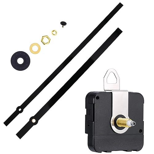 Asudaro High-Torque Uhrwerk Zeiger High-Torque Welle Zeiger Quarz DIY Wanduhr Uhrwerk Mechanismus Uhr Silent Bewegung für 8mm Dicke Clock Panel DIY große Wanduhr Teile Reparatur-Kit Schwarz von Asudaro